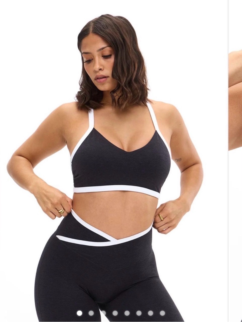 Buffbunny Collection Dream Heather Contrast Sports Bra in Onyx Black and White